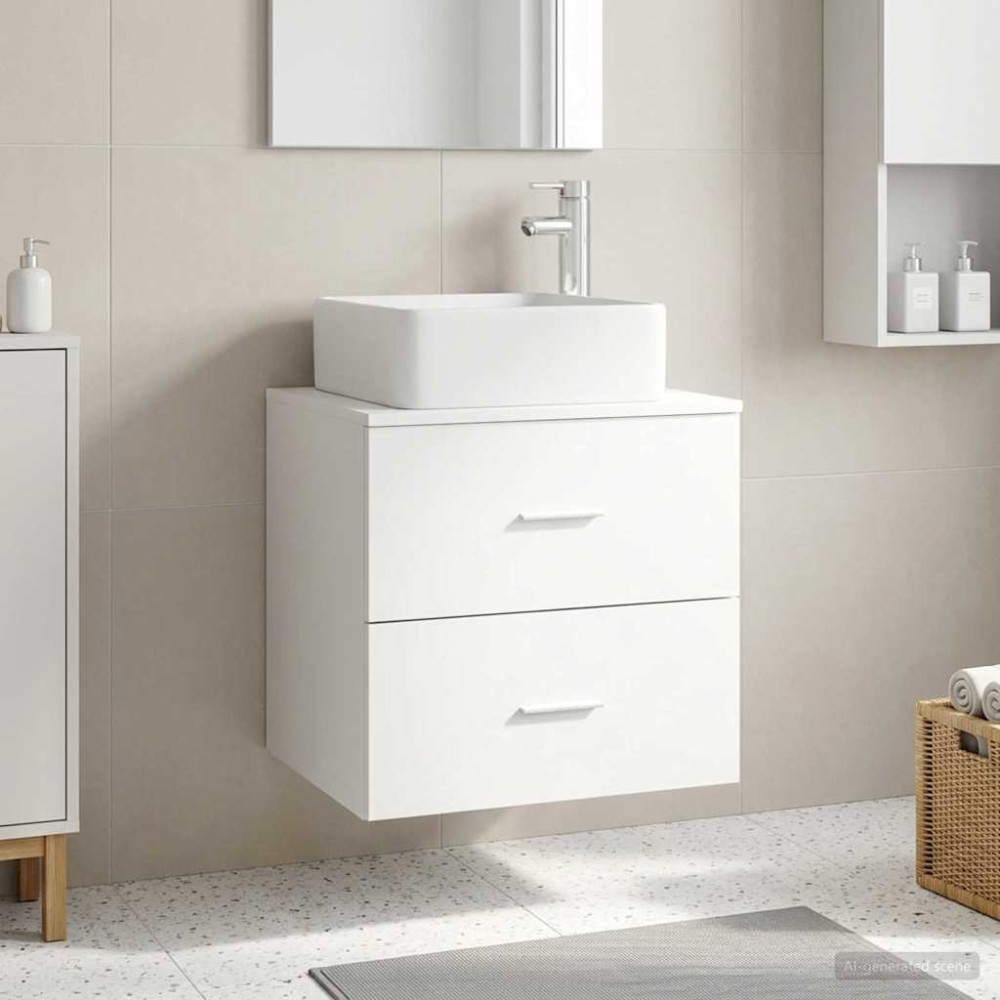 vidaXL Επιτοίχια Λεκάνη Έπιπλο Λευκό 53 x 34,5 x 63 εκ