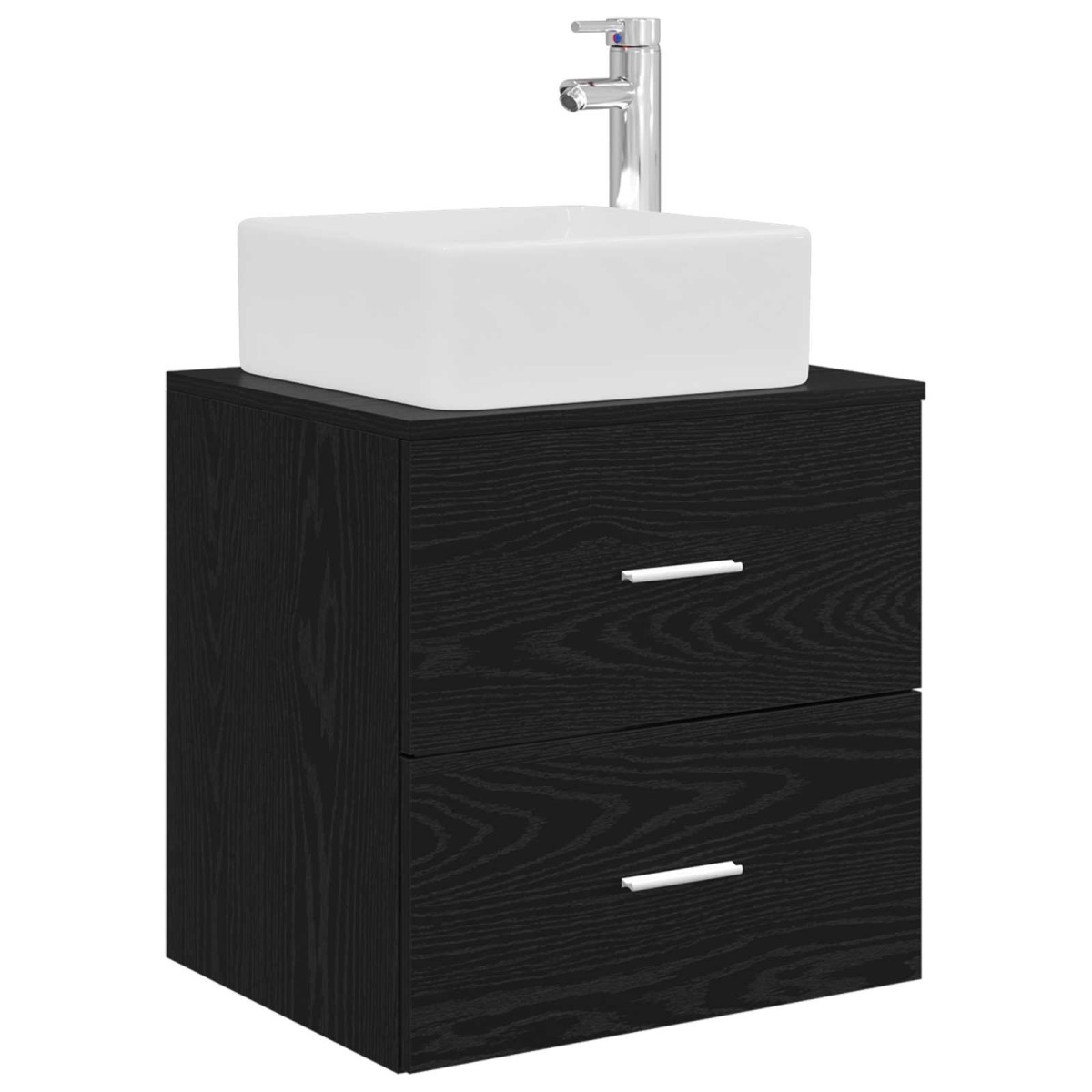 vidaXL Επιτοίχια Λεκάνη Έπιπλο Μαύρη Δρυς 53 x 34,5 x 63 εκ