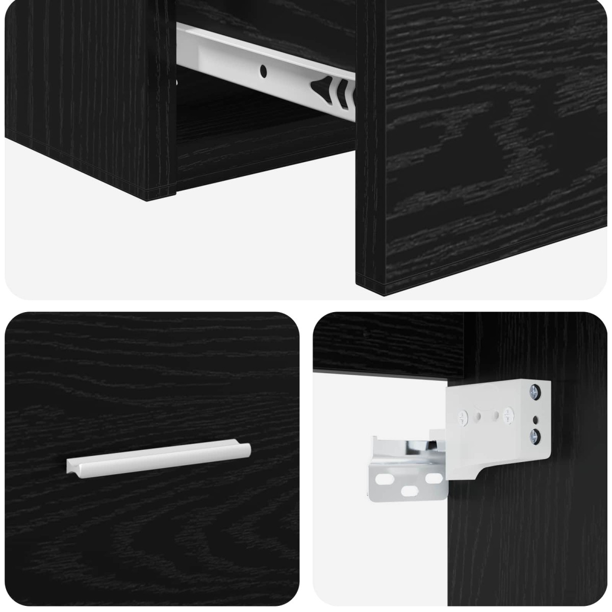 vidaXL Επιτοίχια Λεκάνη Έπιπλο Μαύρη Δρυς 53 x 34,5 x 63 εκ