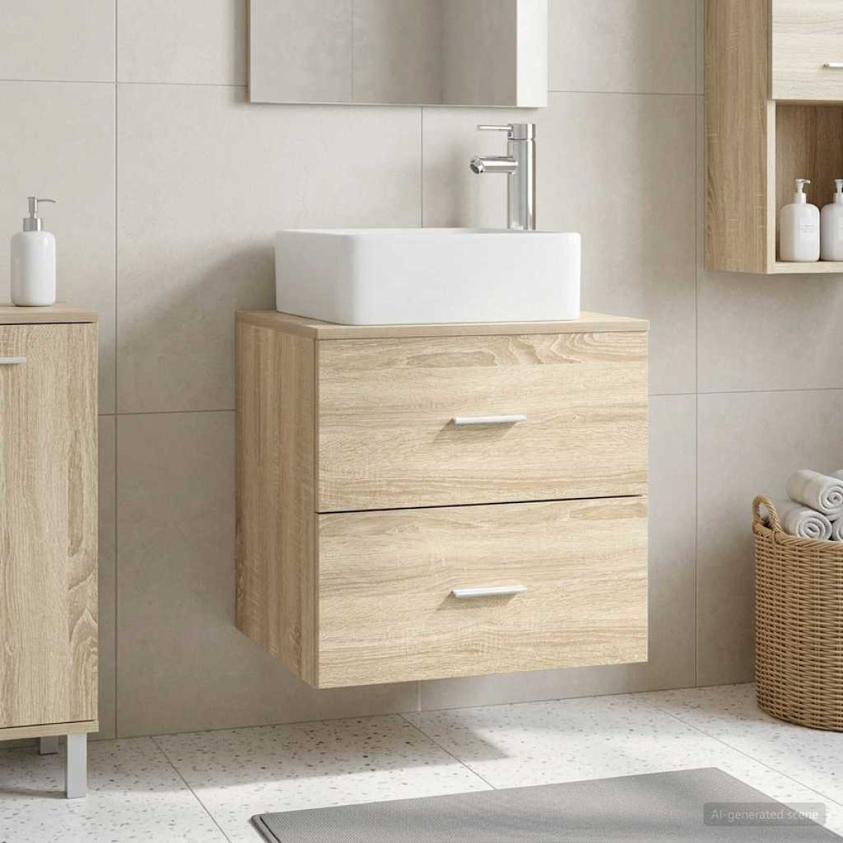 vidaXL Επιτοίχια Λεκάνη Έπιπλο Sonoma Δρυς 53 x 34,5 x 63 εκ