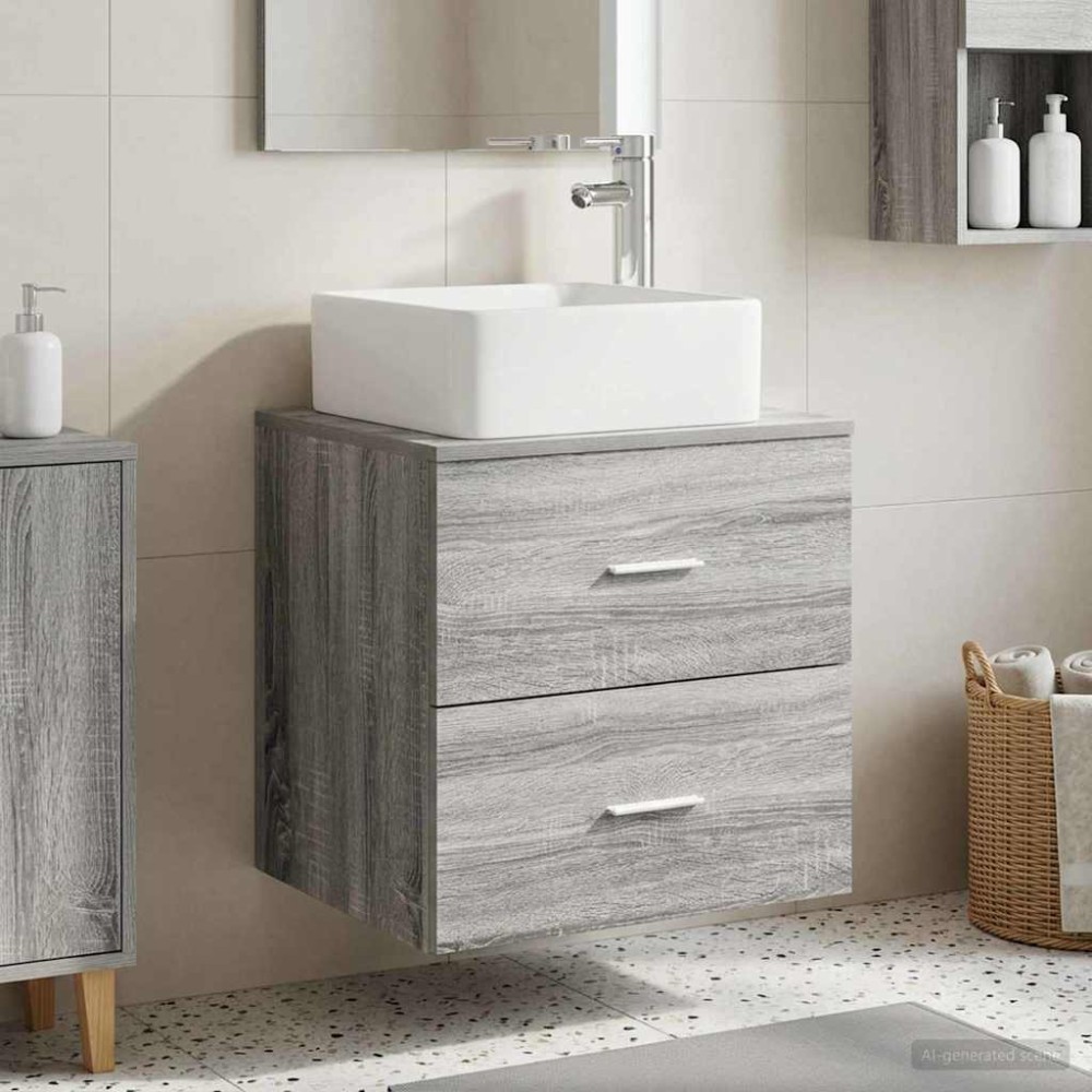 vidaXL Επιτοίχια Λεκάνη Έπιπλο Γκρι Sonoma 53 x 34,5 x 63 εκ