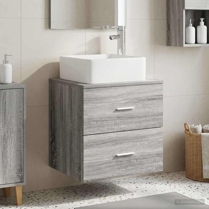 vidaXL Επιτοίχια Λεκάνη Έπιπλο Γκρι Sonoma 53 x 34,5 x 63 εκ