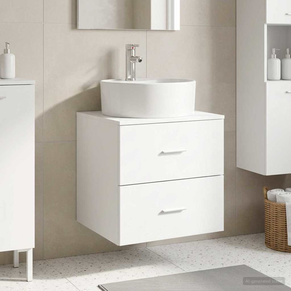 vidaXL Επιτοίχια Λεκάνη Έπιπλο Λευκό 49,5 x 44,5 x 65 εκ