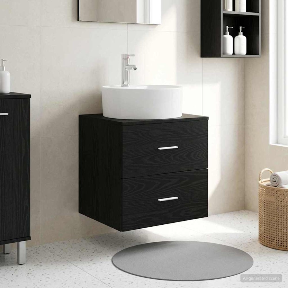 vidaXL Επιτοίχια Λεκάνη Έπιπλο Μαύρη Δρυς 49,5 x 44,5 x 65 εκ