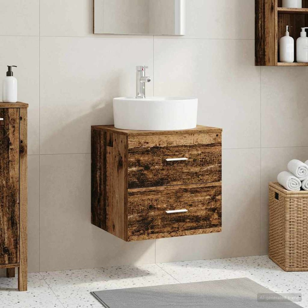 vidaXL Επιτοίχια Λεκάνη Έπιπλο Παλαιωμένο ξύλο 49,5 x 44,5 x 65 εκ