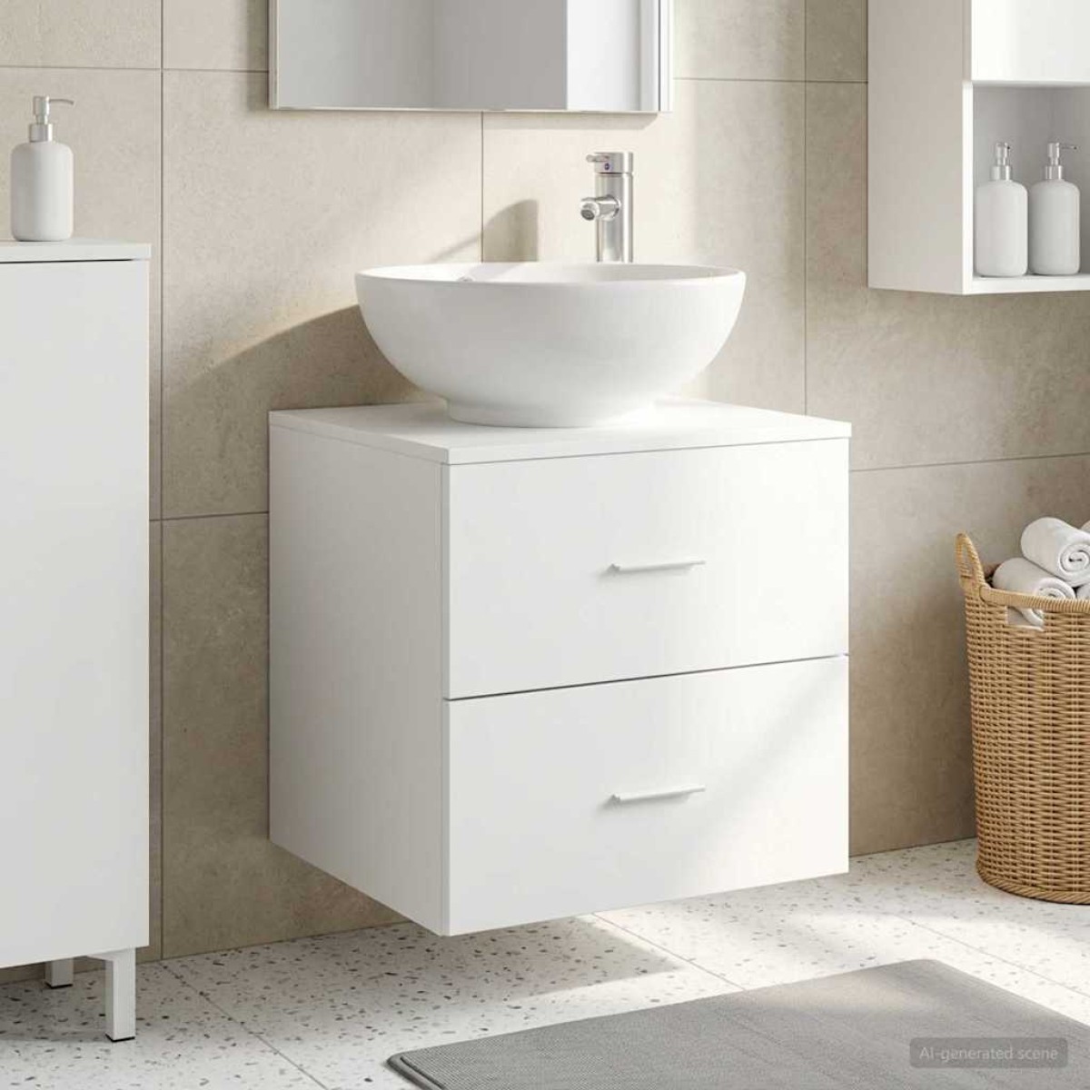 vidaXL Επιτοίχια Λεκάνη Έπιπλο Λευκό 49,5 x 44,5 x 66,5 εκ.