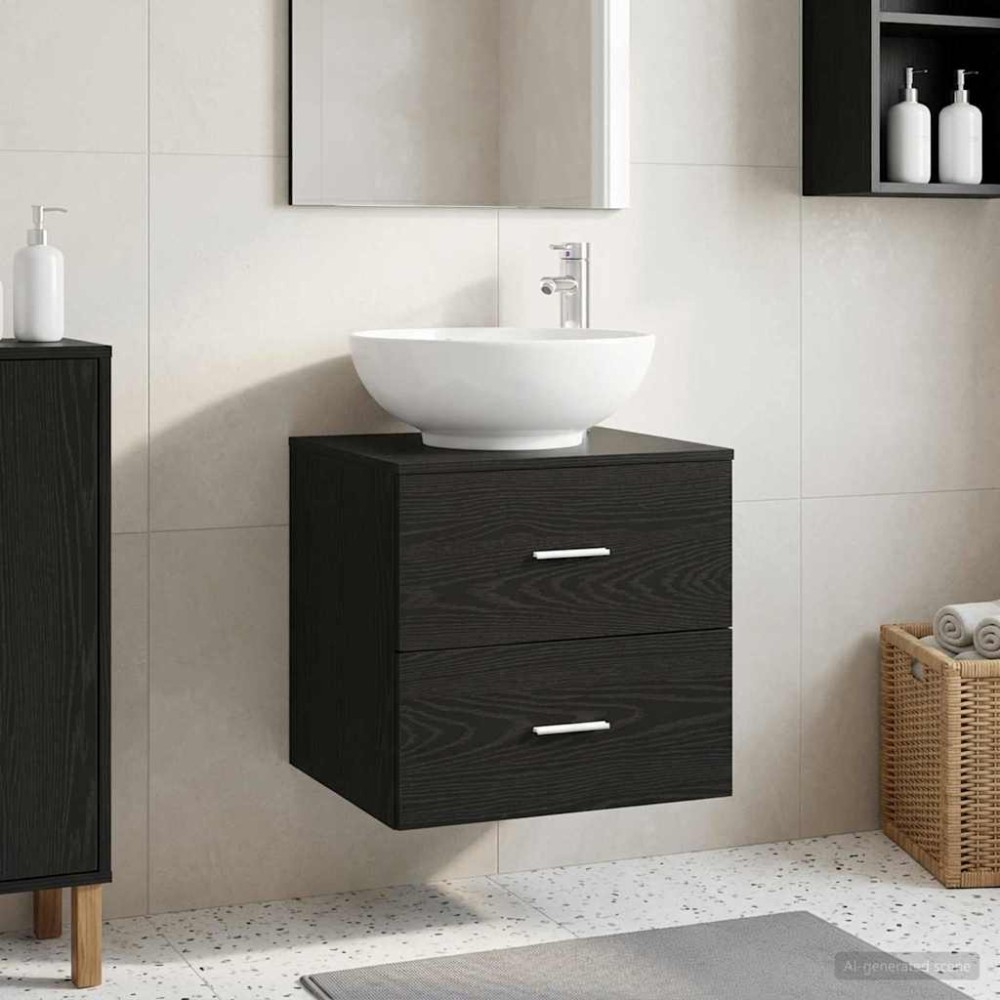 vidaXL Επιτοίχια Λεκάνη Έπιπλο Μαύρη Δρυς 49,5 x 44,5 x 66,5 εκ.