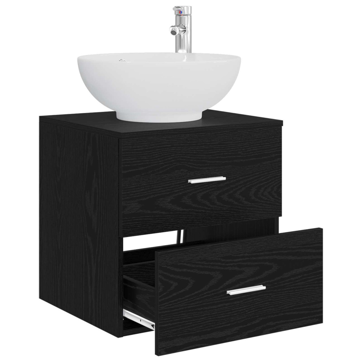 vidaXL Επιτοίχια Λεκάνη Έπιπλο Μαύρη Δρυς 49,5 x 44,5 x 66,5 εκ.