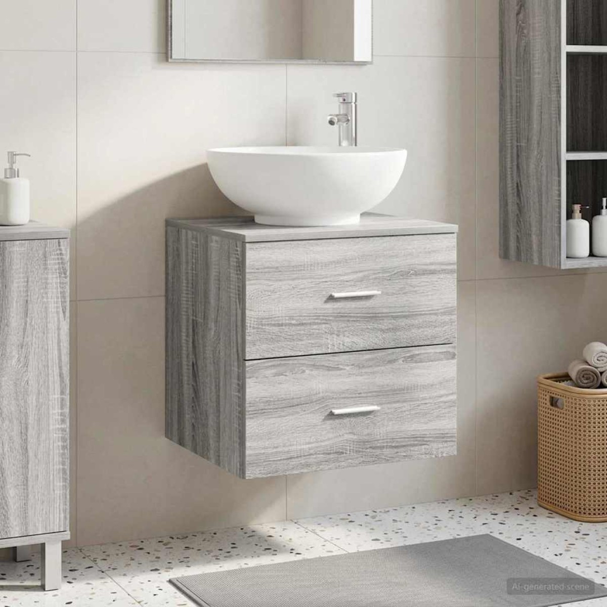 vidaXL Επιτοίχια Λεκάνη Έπιπλο Γκρι Sonoma 49,5 x 44,5 x 66,5 εκ.
