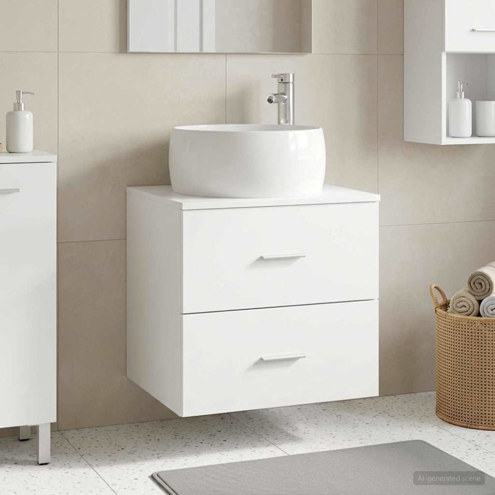 vidaXL Επιτοίχια Λεκάνη Έπιπλο Λευκό 49,5 x 44,5 x 66 εκ