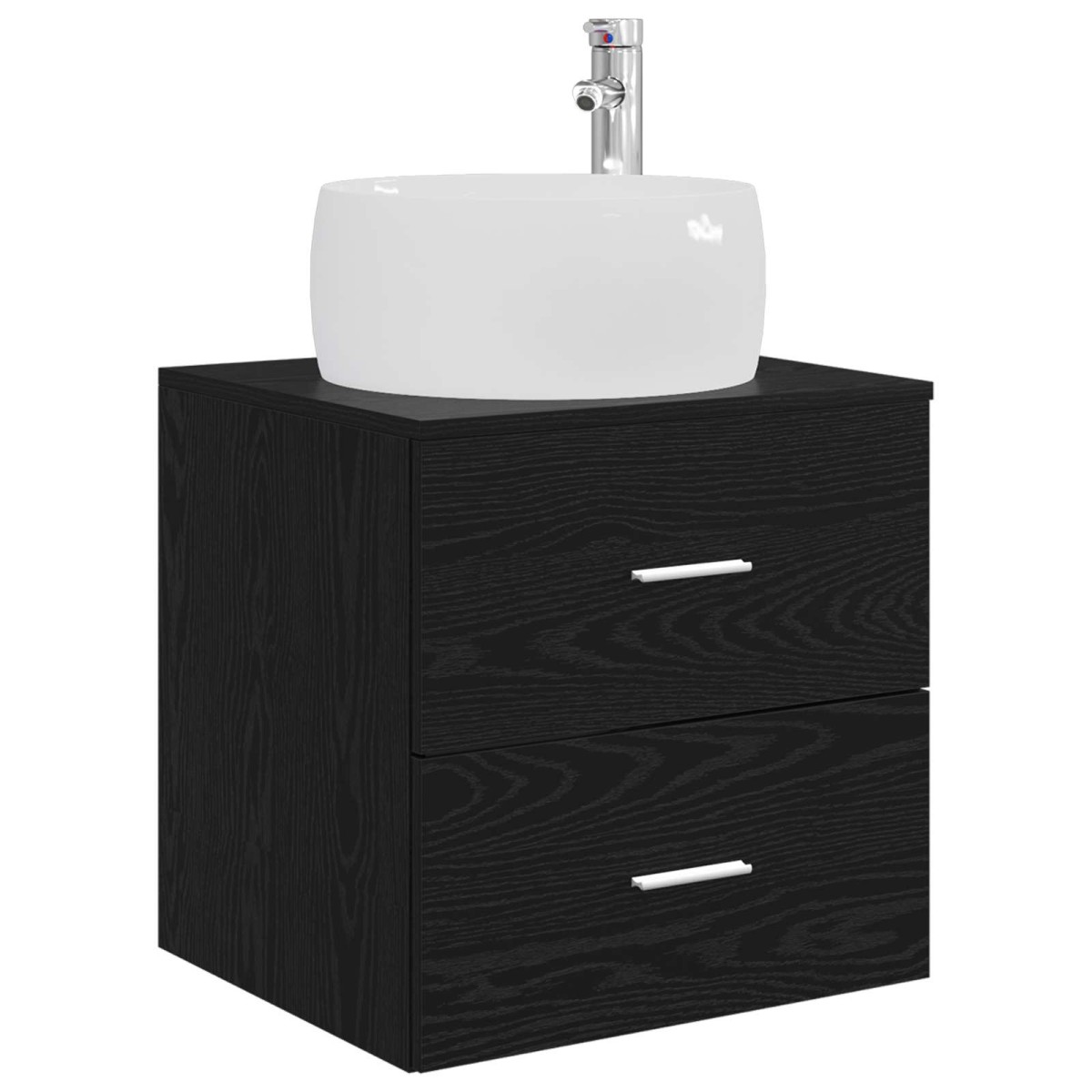 vidaXL Επιτοίχια Λεκάνη Έπιπλο Μαύρη Δρυς 49,5 x 44,5 x 66 εκ