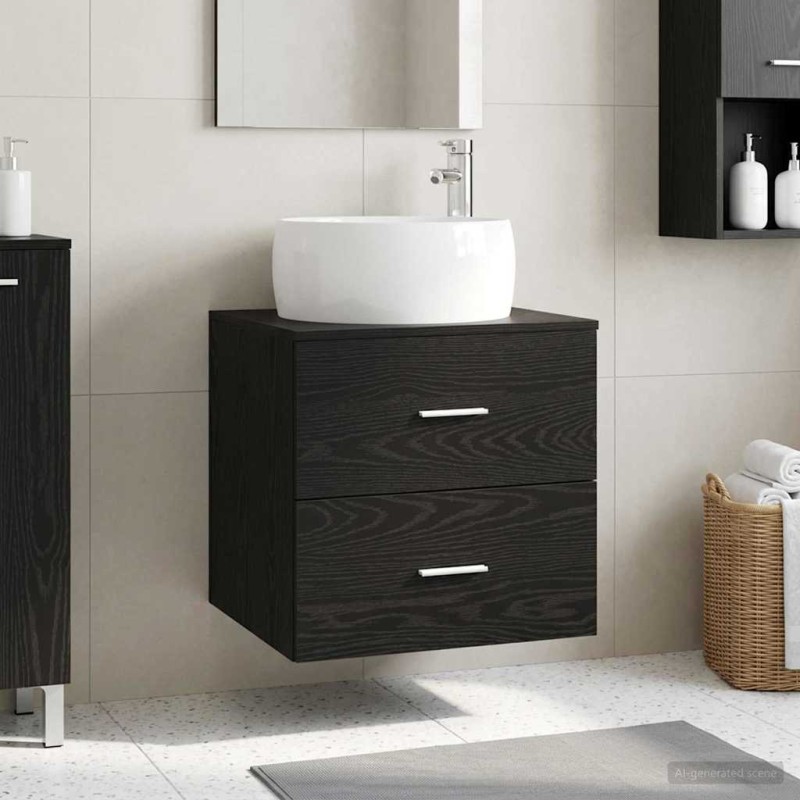 vidaXL Επιτοίχια Λεκάνη Έπιπλο Μαύρη Δρυς 49,5 x 44,5 x 66 εκ