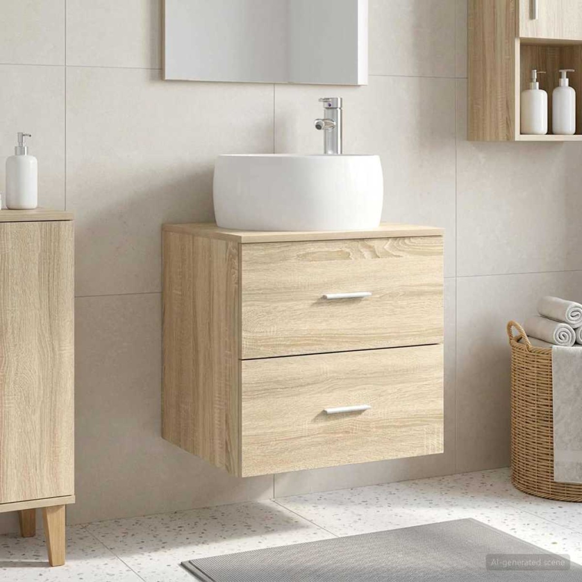 vidaXL Επιτοίχια Λεκάνη Έπιπλο Sonoma Δρυς 49,5 x 44,5 x 66 εκ