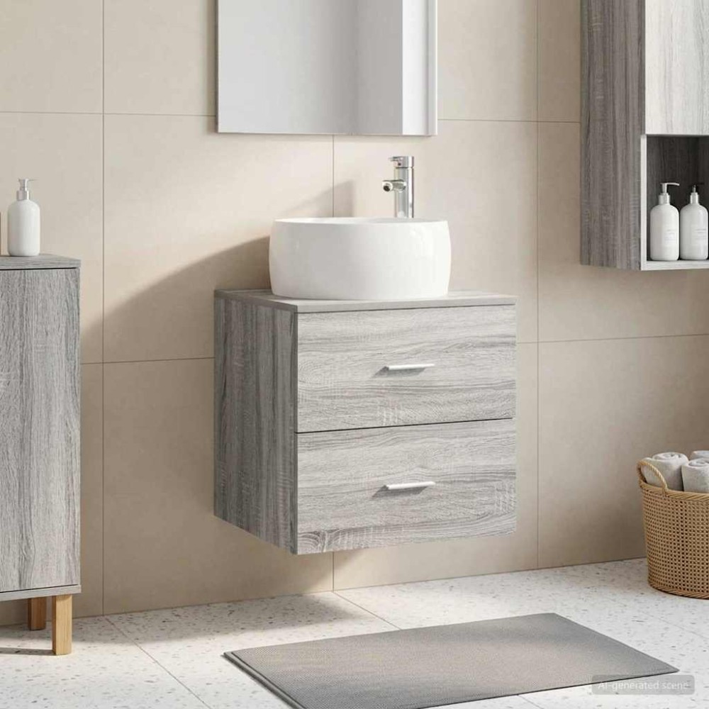 vidaXL Επιτοίχια Λεκάνη Έπιπλο Γκρι Sonoma 49,5 x 44,5 x 66 εκ