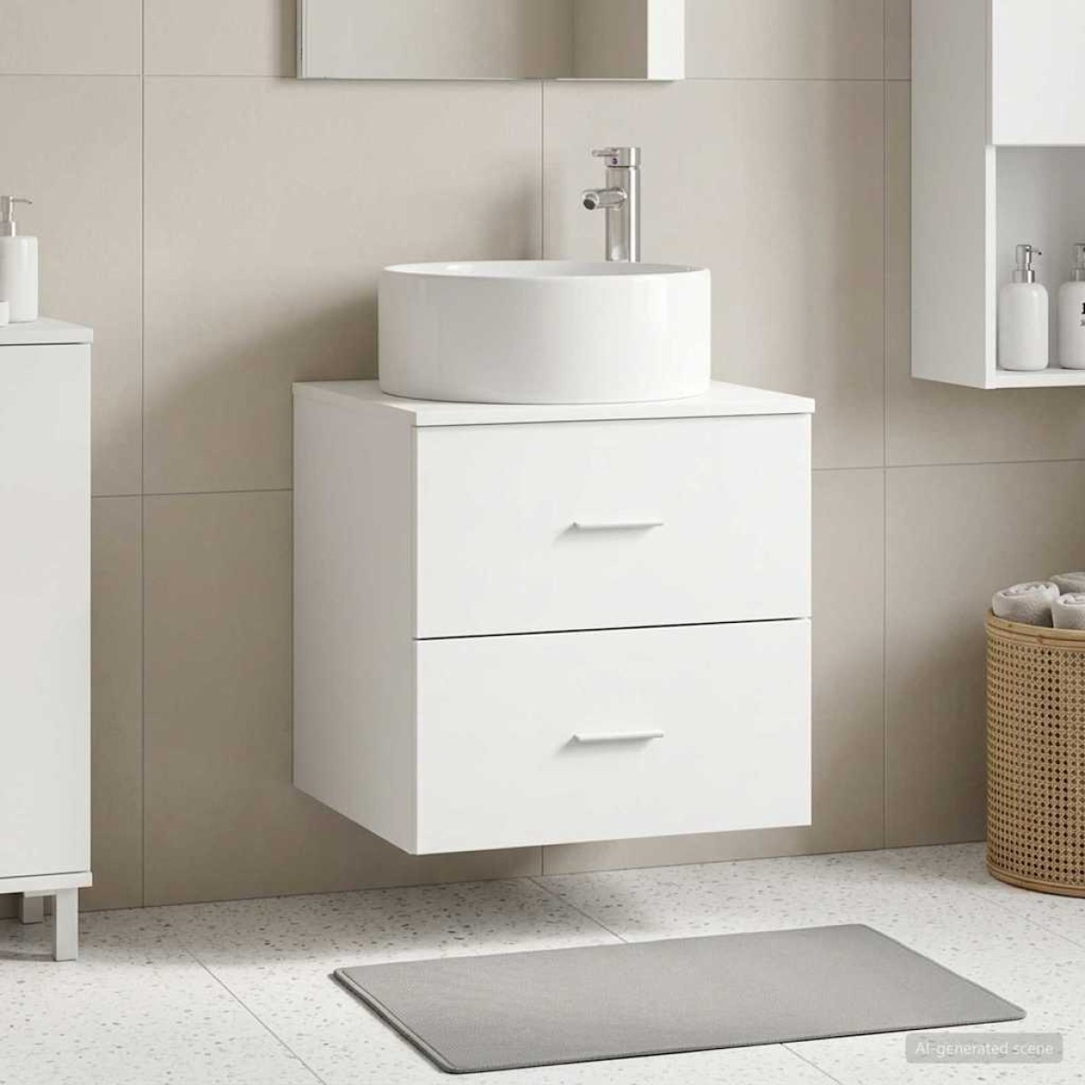 vidaXL Επιτοίχια Λεκάνη Έπιπλο Λευκό 49,5 x 44,5 x 65,5 εκ
