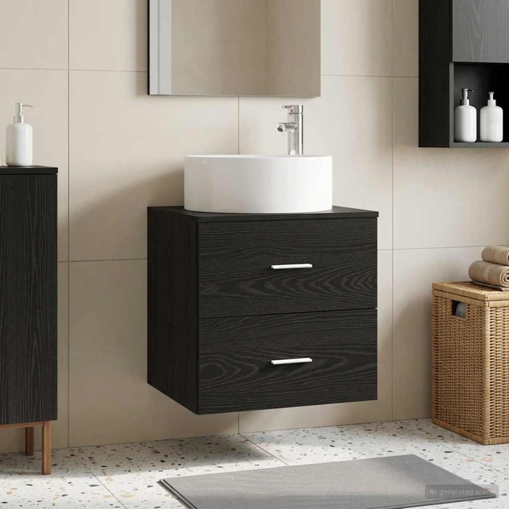 vidaXL Επιτοίχια Λεκάνη Έπιπλο Μαύρη Δρυς 49,5 x 44,5 x 65,5 εκ