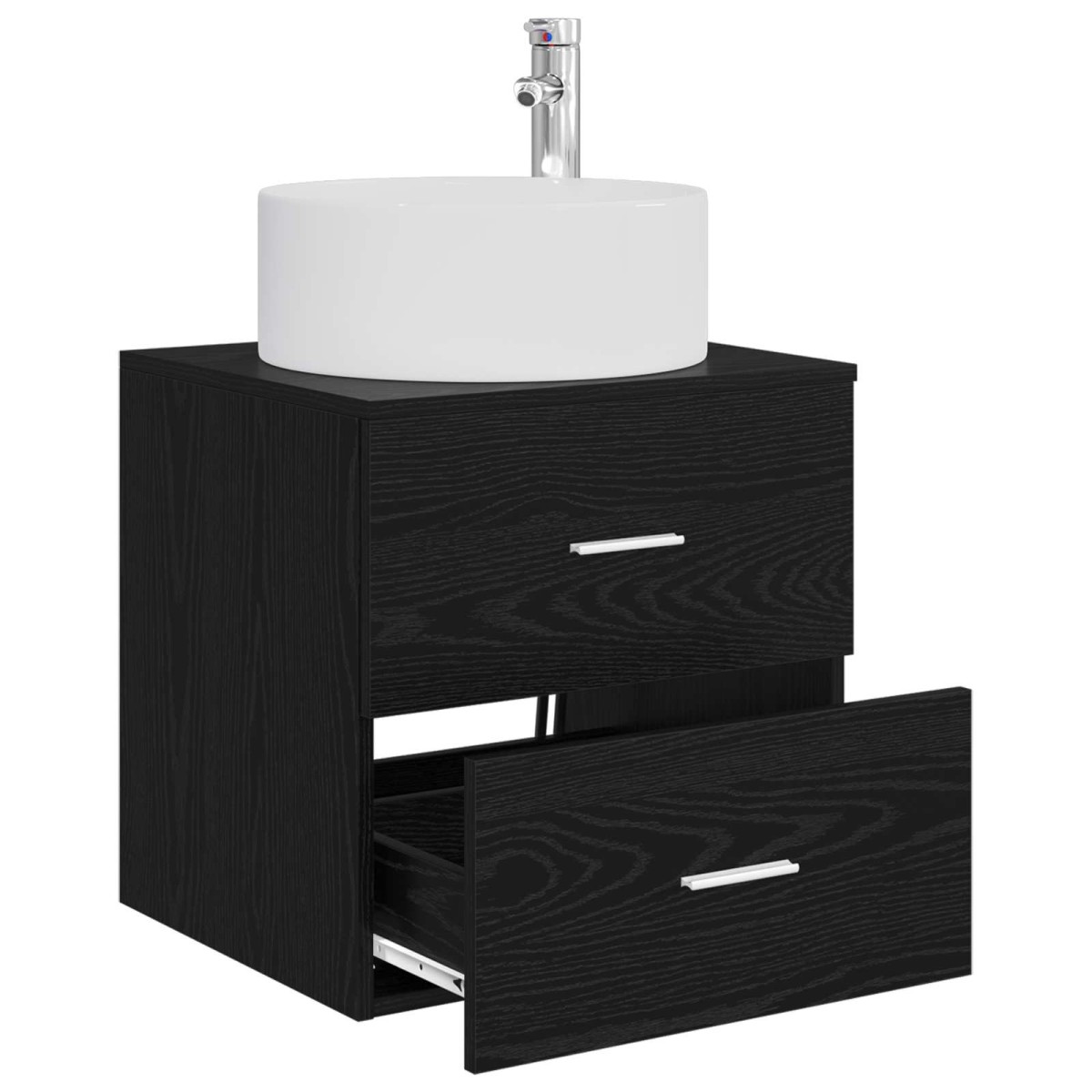 vidaXL Επιτοίχια Λεκάνη Έπιπλο Μαύρη Δρυς 49,5 x 44,5 x 65,5 εκ