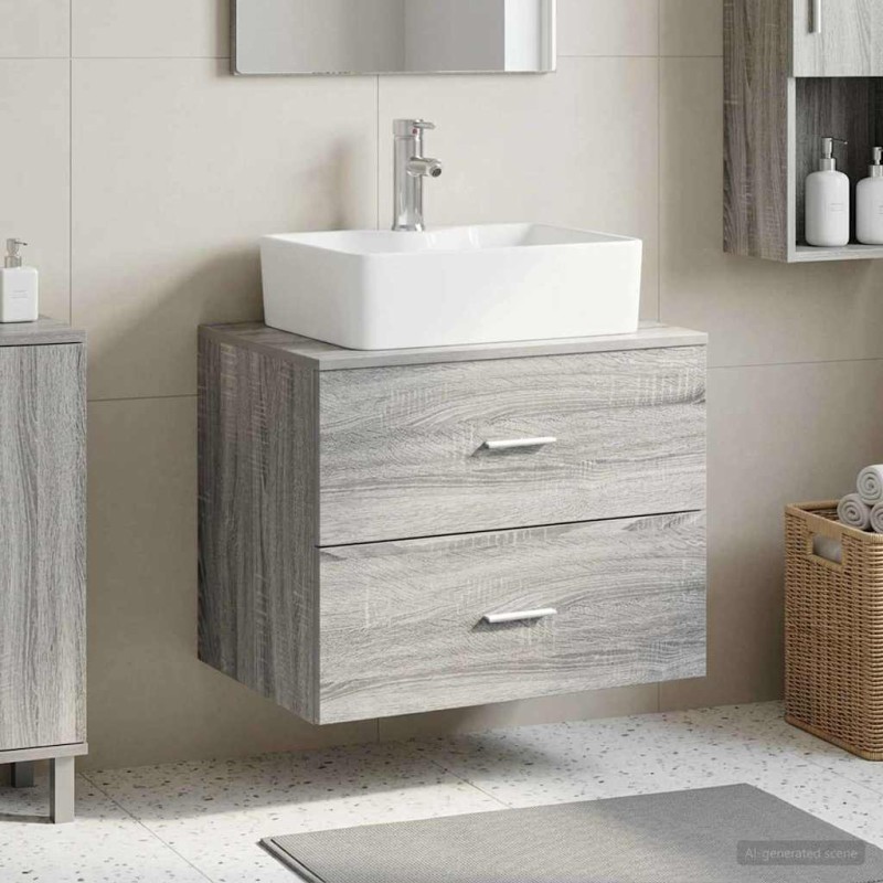 vidaXL Τοίχου Μπάνιου Κάβινες Γκρι Sonoma 62,5 x 44,5 x 50 εκ.