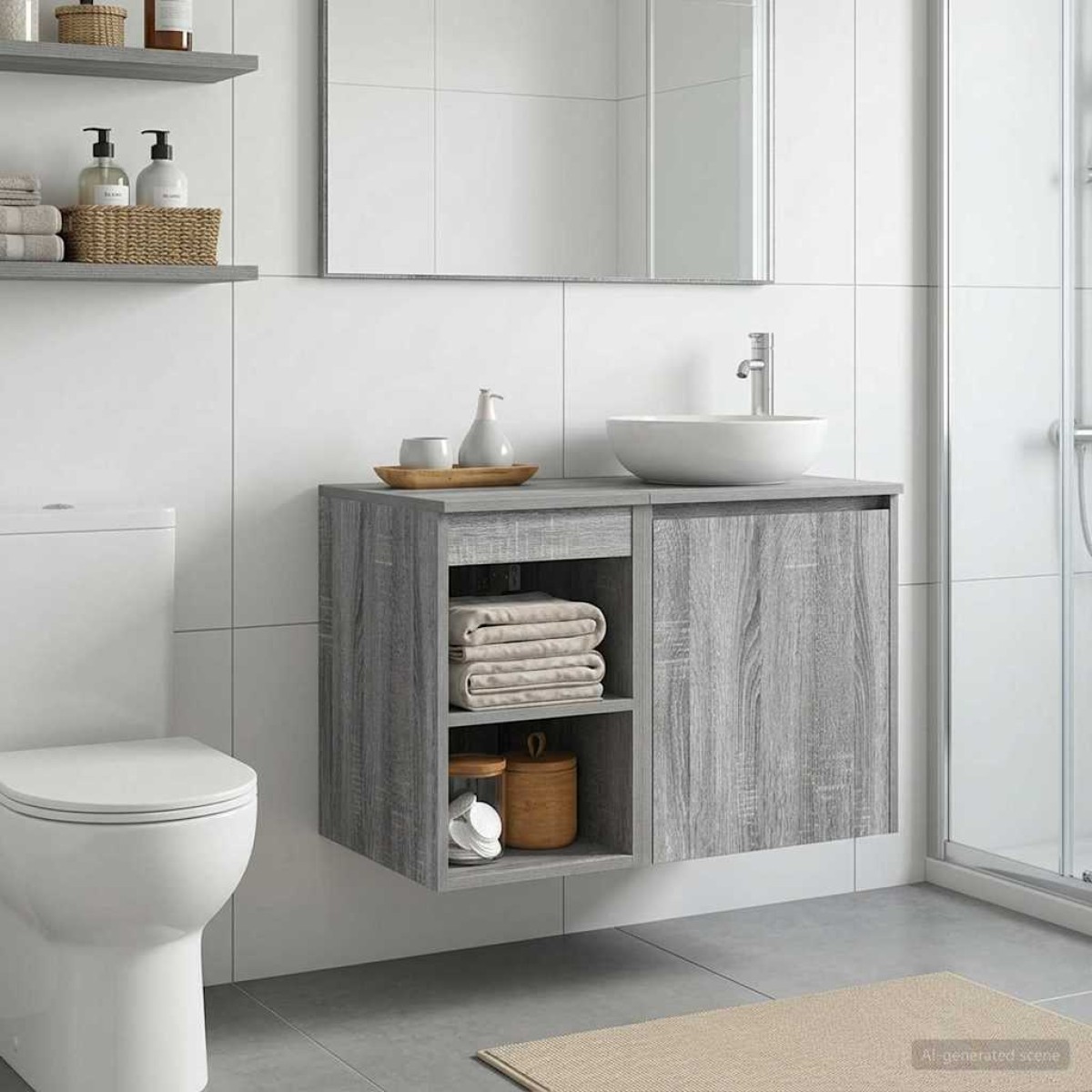 vidaXL Ντουλάπι Μπάνιου Ενδιάμεσο Γκρι Sonoma 30 x 35 x 50 εκ.