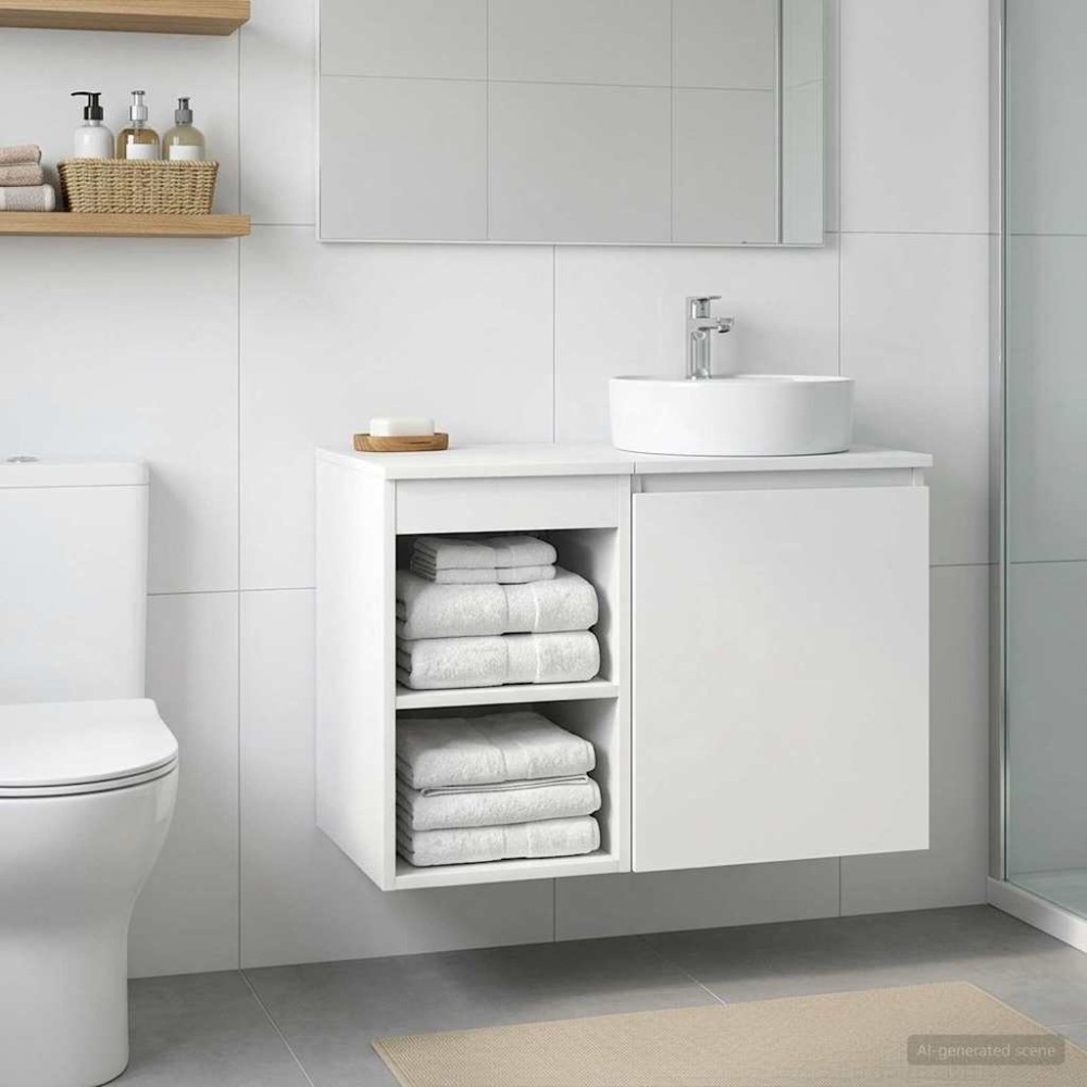 vidaXL Ντουλάπι Μπάνιου Ενδιάμεσο Λευκό 30 x 44,5 x 50 εκ.
