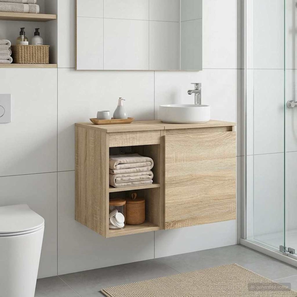 vidaXL Ντουλάπι Μπάνιου Ενδιάμεσο Sonoma Δρυς 30 x 44,5 x 50 εκ.