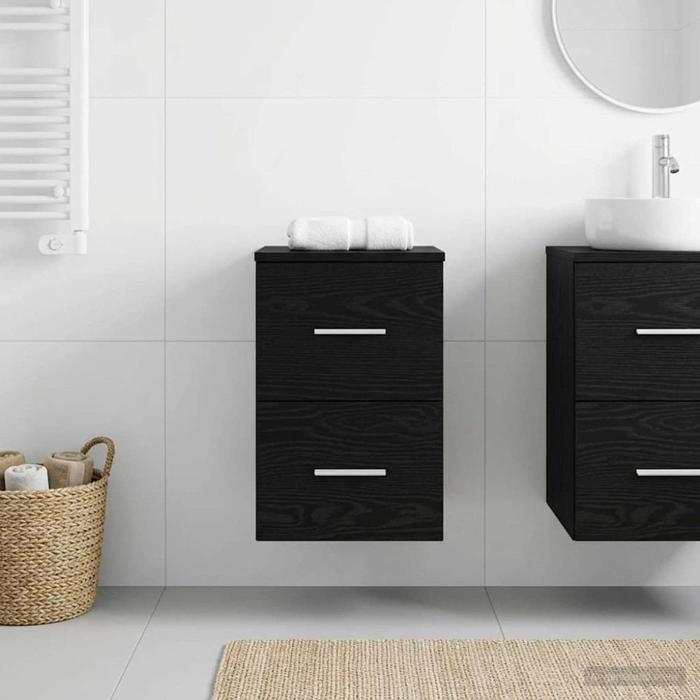 vidaXL Ντουλάπι Μπάνιου Ενδιάμεσο Μαύρη Δρυς 30 x 35 x 50 εκ.