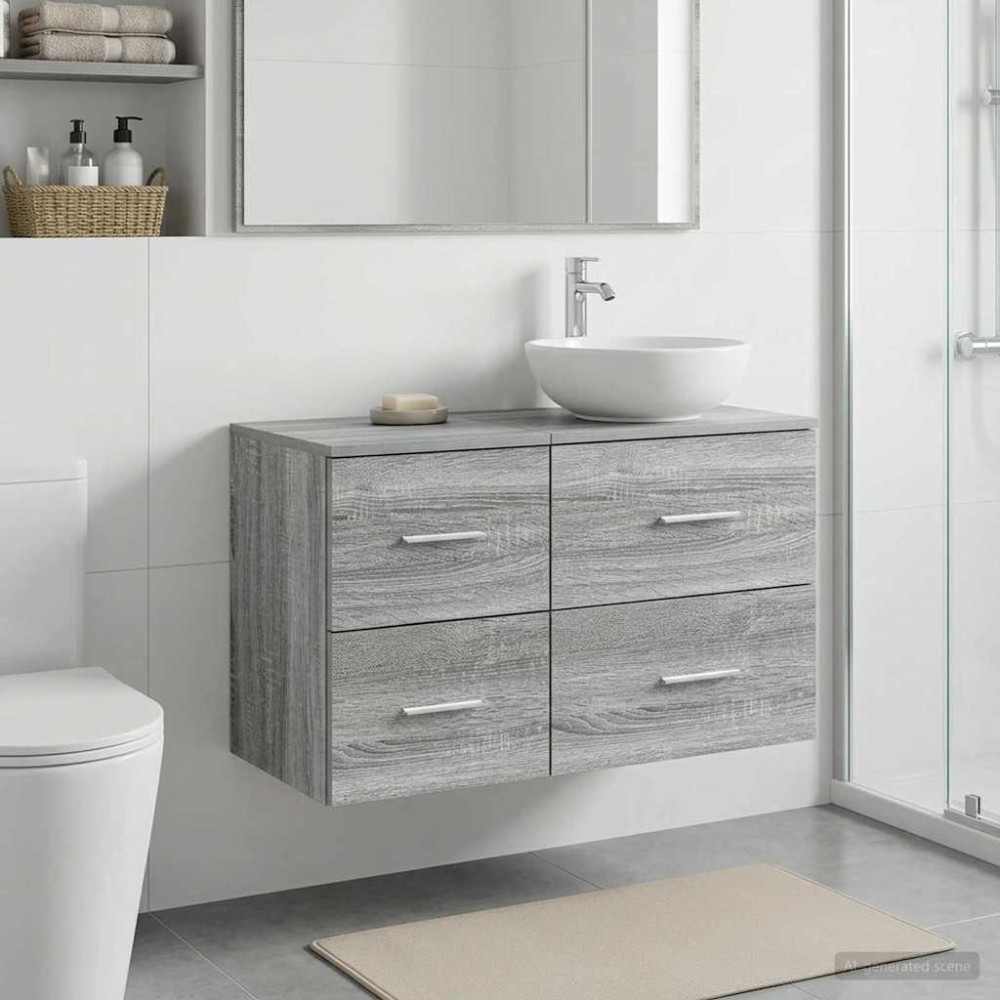 vidaXL Ντουλάπι Μπάνιου Ενδιάμεσο Γκρι Sonoma 30 x 35 x 50 εκ.