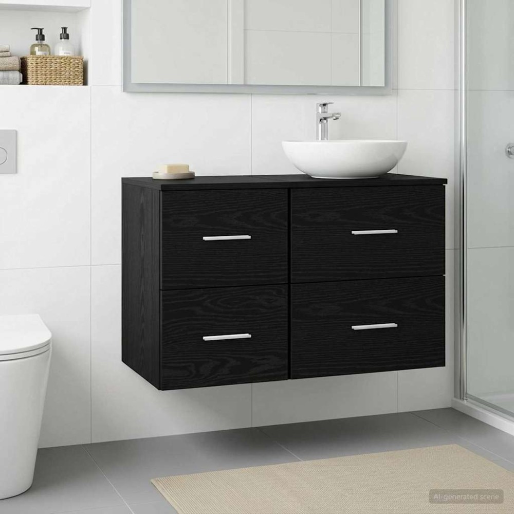 vidaXL Ντουλάπι Μπάνιου Ενδιάμεσο Μαύρη Δρυς 30 x 41 x 50 εκ.