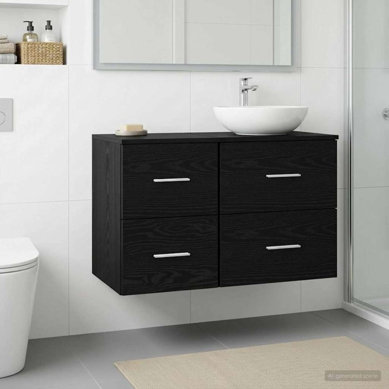 vidaXL Ντουλάπι Μπάνιου Ενδιάμεσο Μαύρη Δρυς 30 x 41 x 50 εκ.