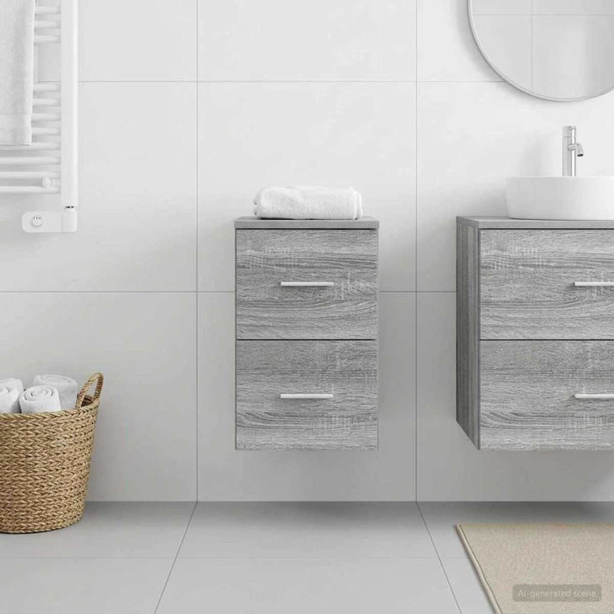 vidaXL Ντουλάπι Μπάνιου Ενδιάμεσο Γκρι Sonoma 30 x 41 x 50 εκ.