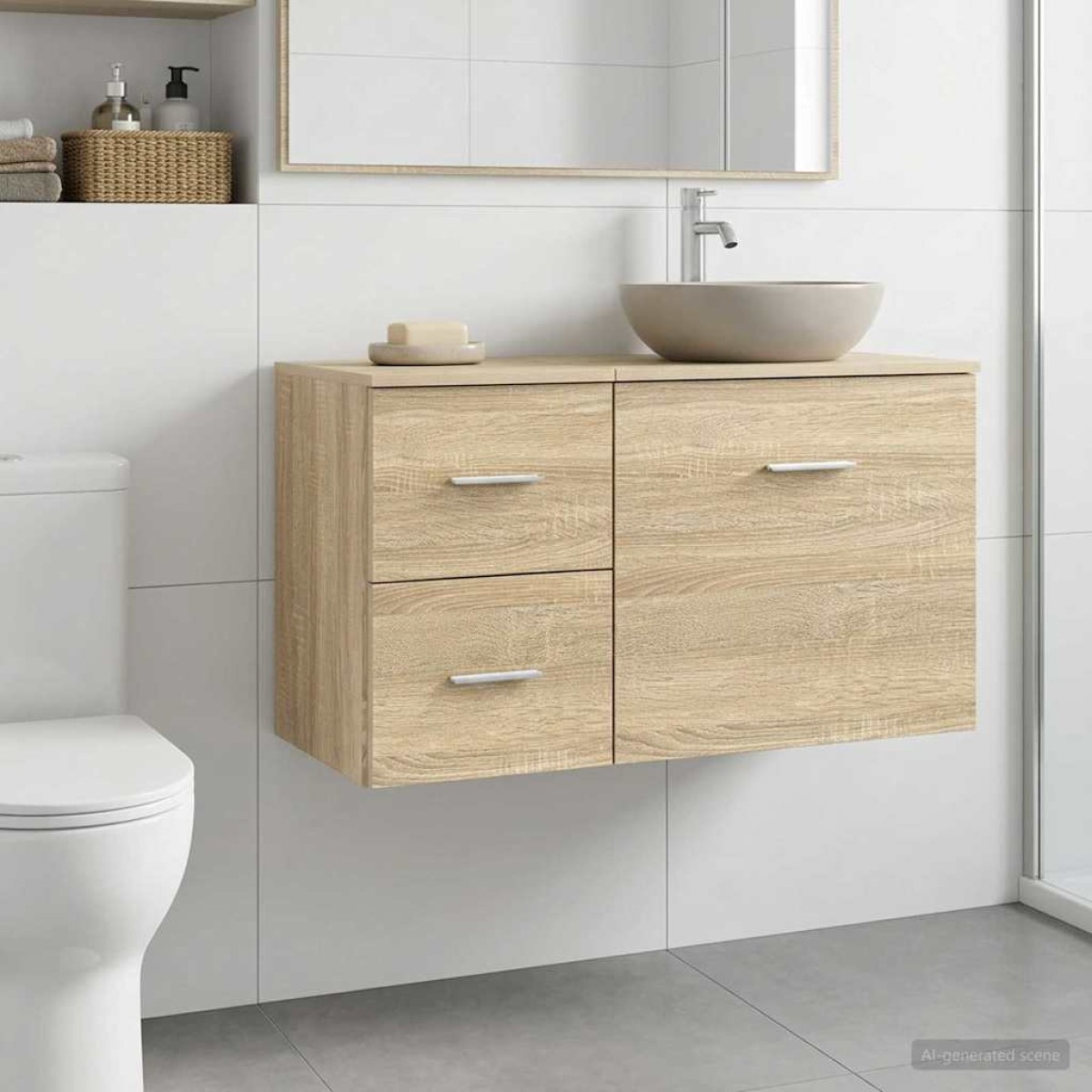 vidaXL Ντουλάπι Μπάνιου Ενδιάμεσο Sonoma Δρυς 30 x 44,5 x 50 εκ.