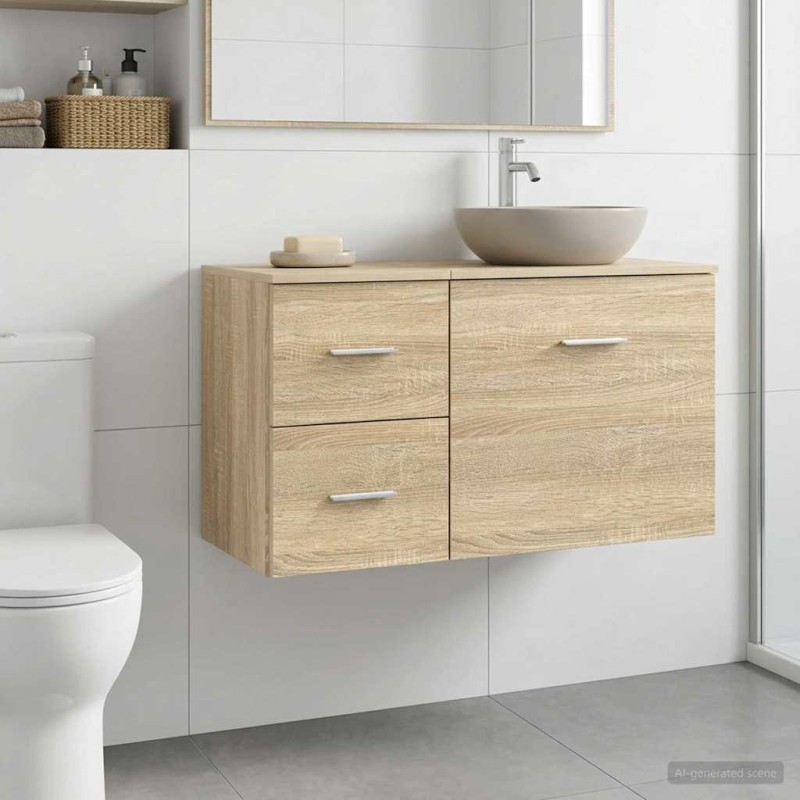 vidaXL Ντουλάπι Μπάνιου Ενδιάμεσο Sonoma Δρυς 30 x 44,5 x 50 εκ.