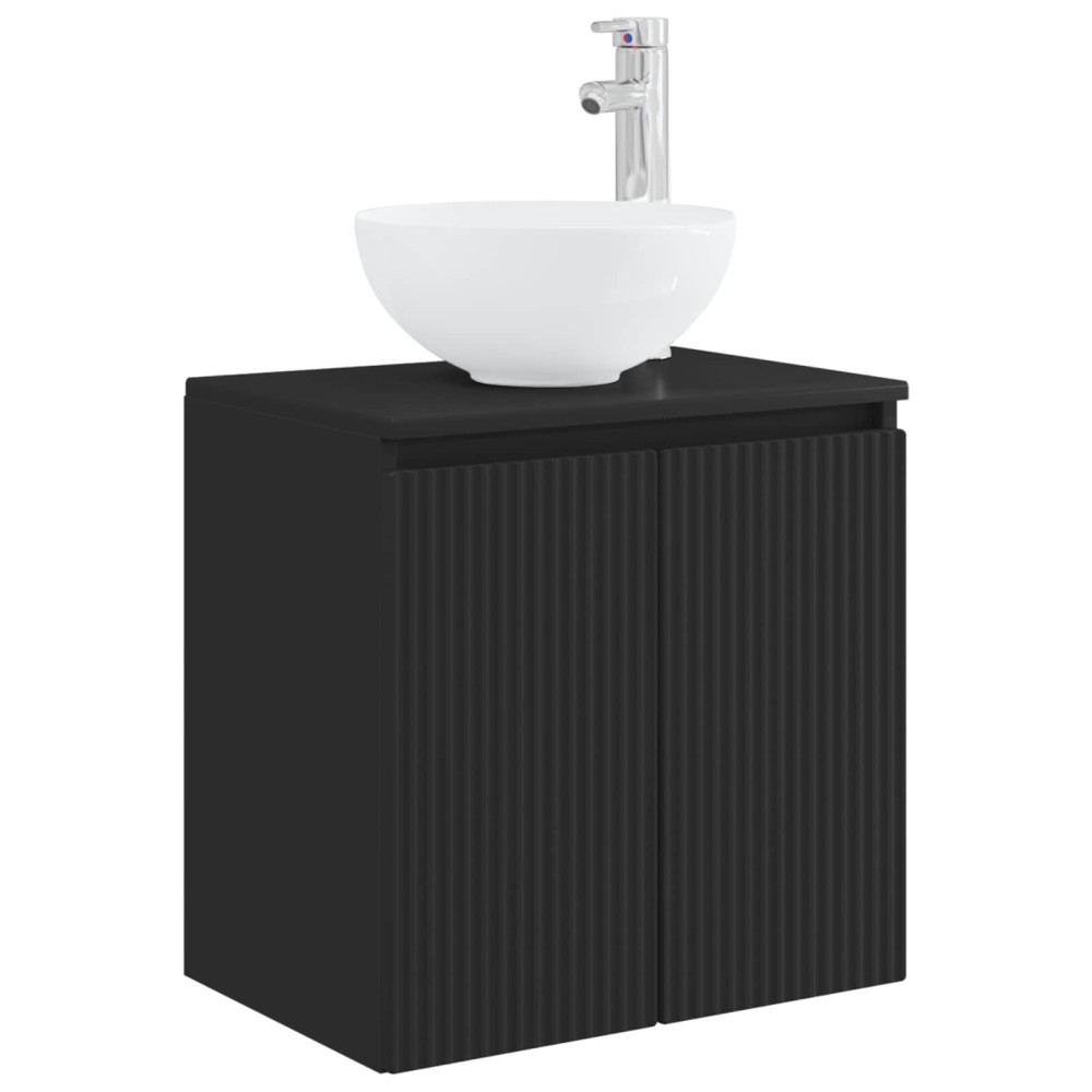 vidaXL Επιτοίχια Λεκάνη Έπιπλο Μαύρο 49,5 x 35 x 63 εκ