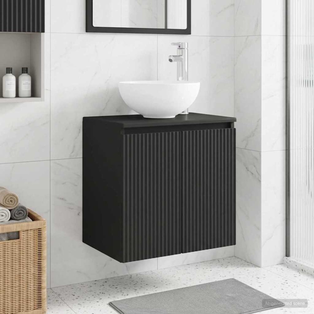 vidaXL Επιτοίχια Λεκάνη Έπιπλο Μαύρο 49,5 x 35 x 63 εκ