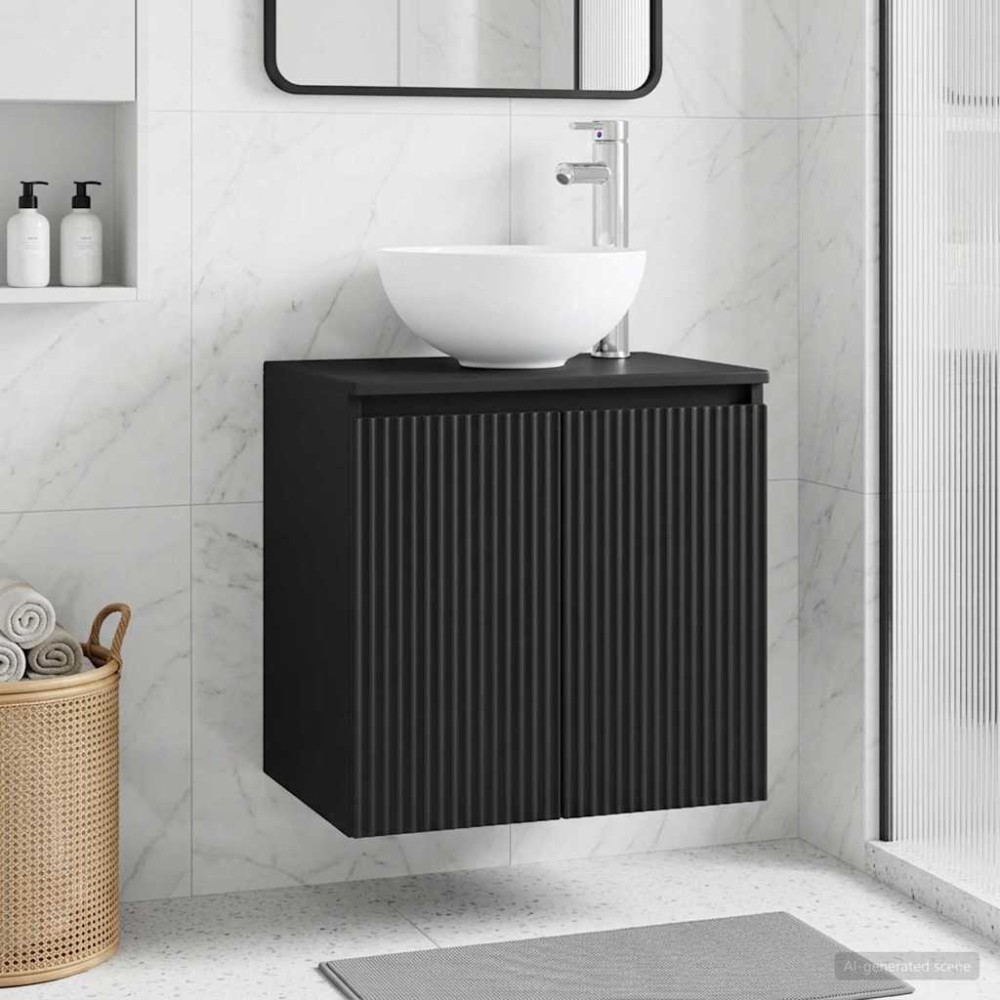 vidaXL Επιτοίχια Λεκάνη Έπιπλο Μαύρο 49,5 x 41 x 64,5 εκ