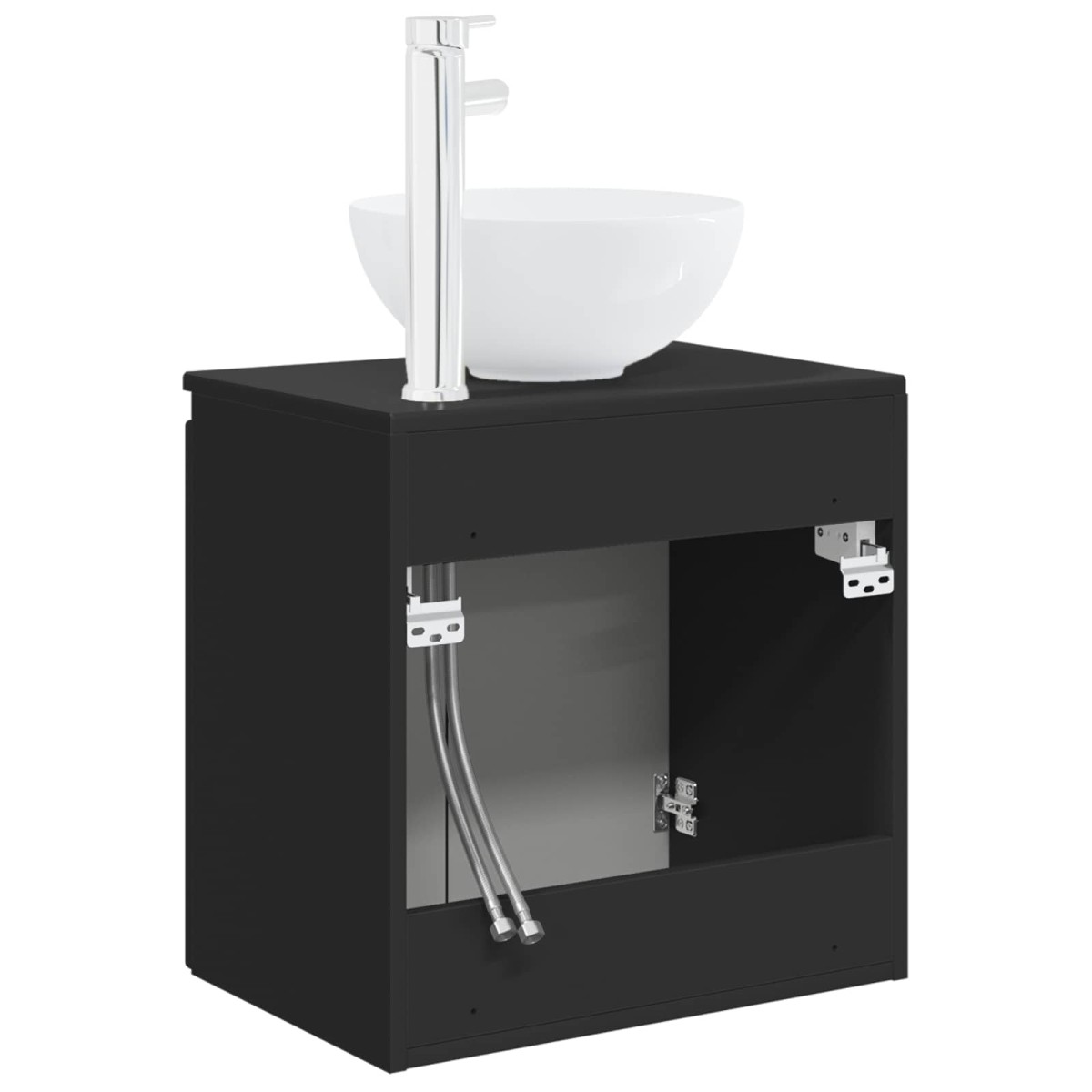 vidaXL Επιτοίχια Λεκάνη Έπιπλο Μαύρο 49,5 x 41 x 64,5 εκ