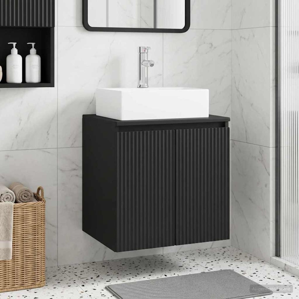 vidaXL Επιτοίχια Λεκάνη Έπιπλο Μαύρο 49,5 x 41 x 62,5 εκ
