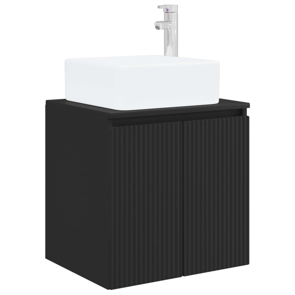vidaXL Επιτοίχια Λεκάνη Έπιπλο Μαύρο 53 x 35 x 63 εκ