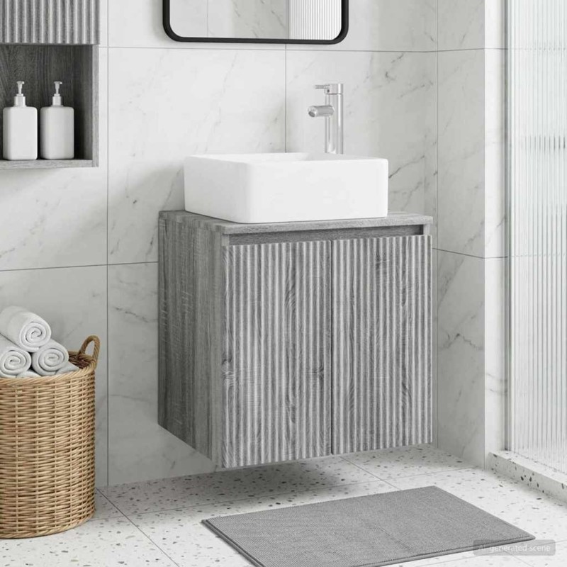 vidaXL Επιτοίχια Λεκάνη Έπιπλο Γκρι Sonoma 53 x 35 x 63 εκ