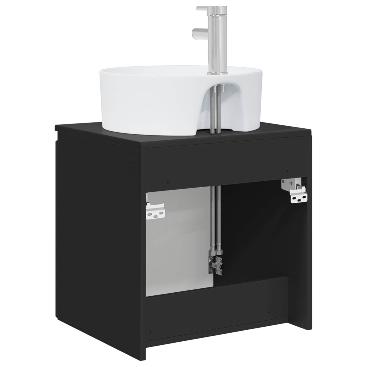 vidaXL Επιτοίχια Λεκάνη Έπιπλο Μαύρο 49,5 x 44,5 x 65 εκ