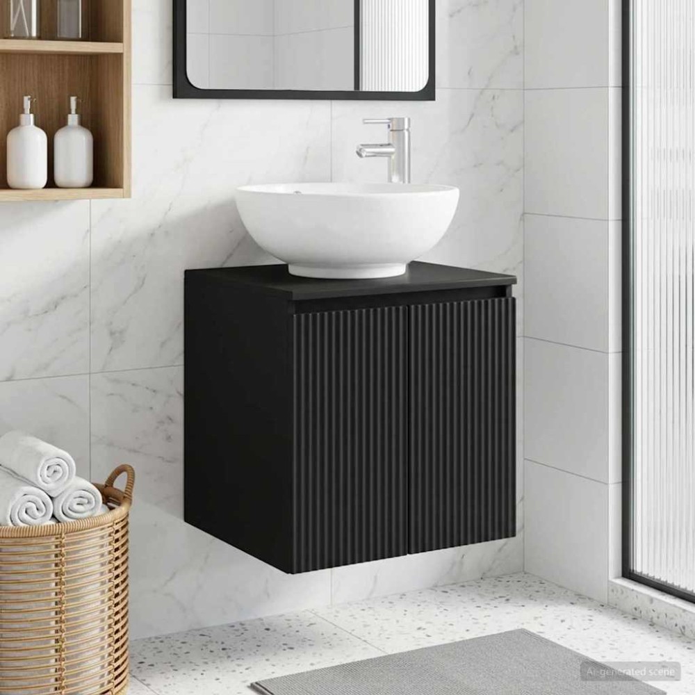 vidaXL Επιτοίχια Λεκάνη Έπιπλο Μαύρο 49,5 x 44,5 x 65 εκ