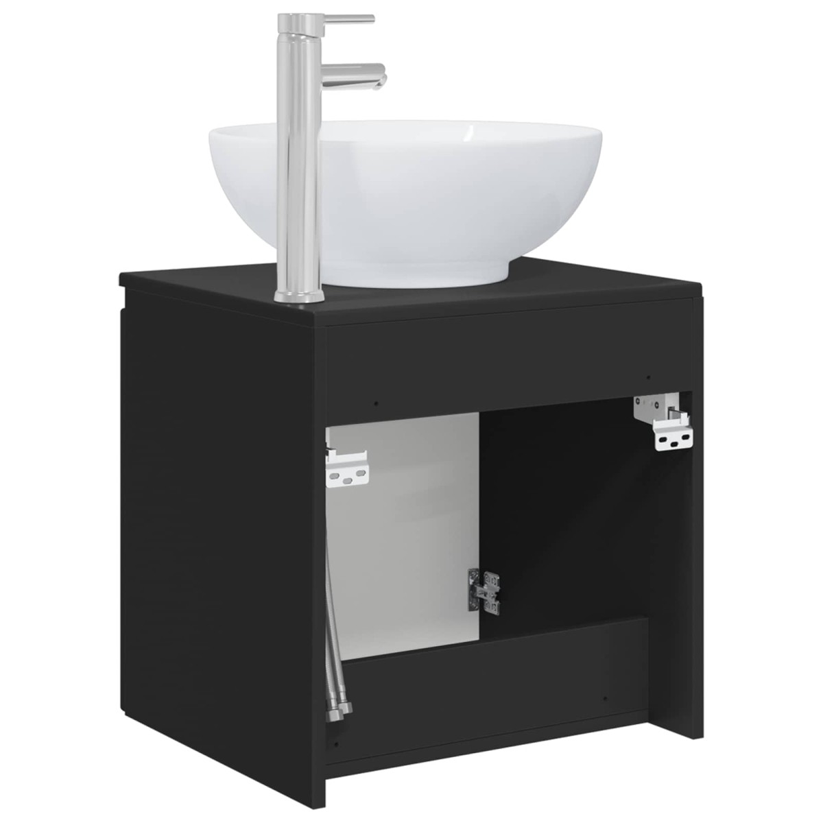 vidaXL Επιτοίχια Λεκάνη Έπιπλο Μαύρο 49,5 x 44,5 x 65 εκ
