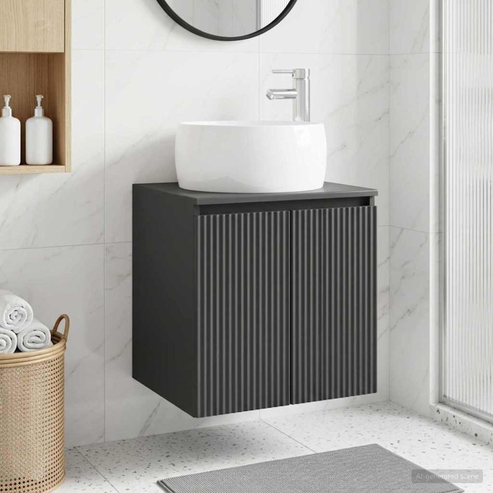 vidaXL Επιτοίχια Λεκάνη Έπιπλο Μαύρο 49,5 x 44,5 x 66 εκ