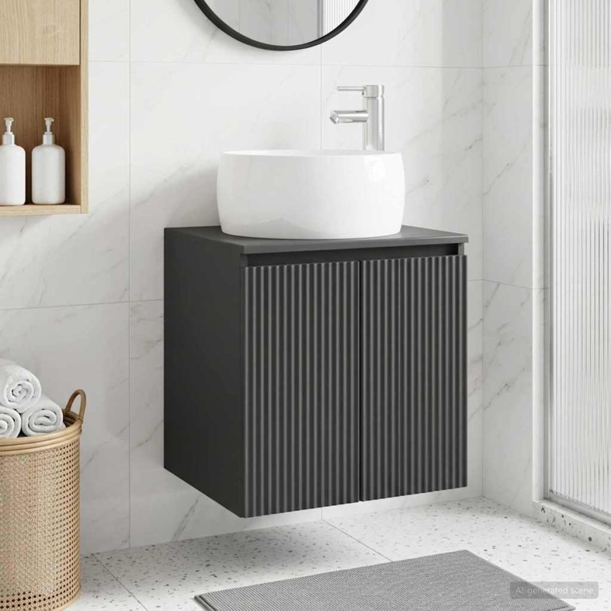 vidaXL Επιτοίχια Λεκάνη Έπιπλο Μαύρο 49,5 x 44,5 x 66 εκ