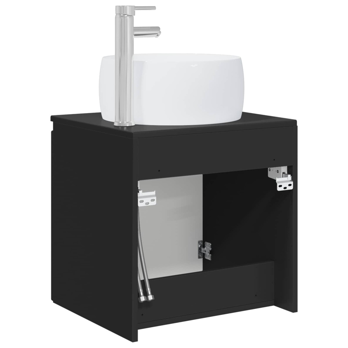 vidaXL Επιτοίχια Λεκάνη Έπιπλο Μαύρο 49,5 x 44,5 x 66 εκ
