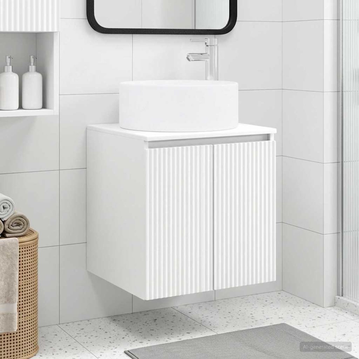 vidaXL Επιτοίχιος νιπτήρας βανίλιας Λευκό 49,5 x 44,5 x 65,5 εκ