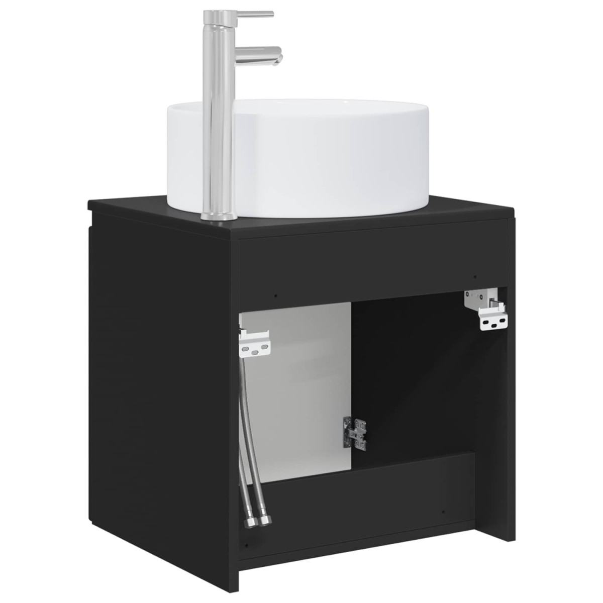 vidaXL Επιτοίχιος νιπτήρας βανίλιας Μαύρο 49,5 x 44,5 x 65,5 εκ