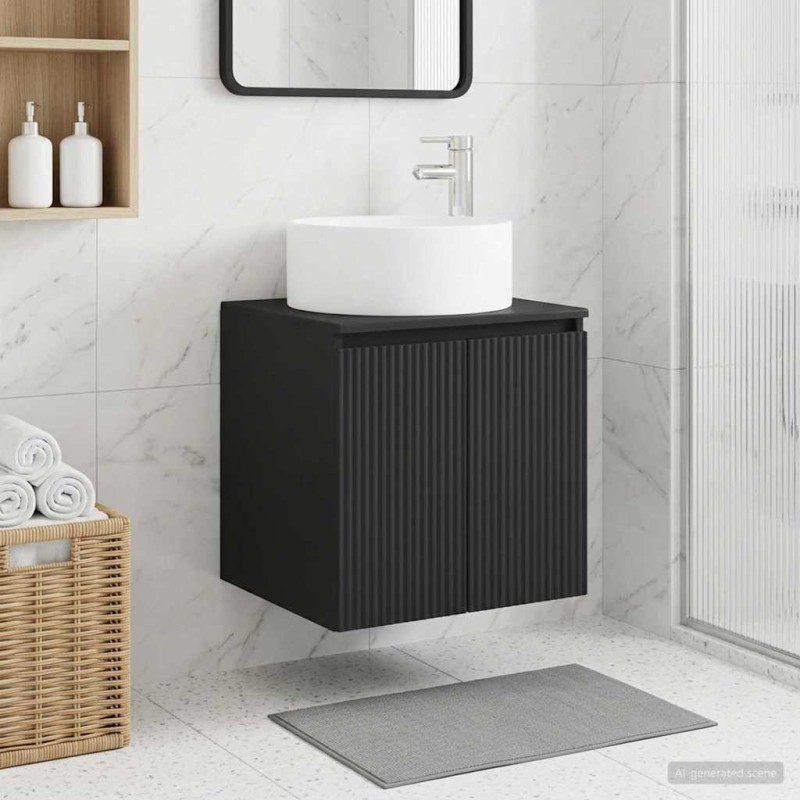 vidaXL Επιτοίχιος νιπτήρας βανίλιας Μαύρο 49,5 x 44,5 x 65,5 εκ