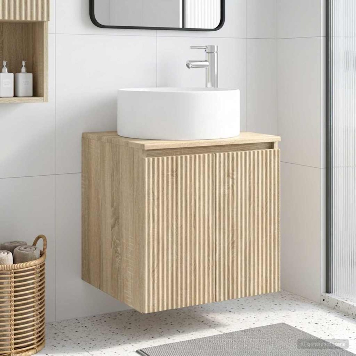 vidaXL Επιτοίχιος νιπτήρας βανίλιας Sonoma Δρυς 49,5 x 44,5 x 65,5 εκ