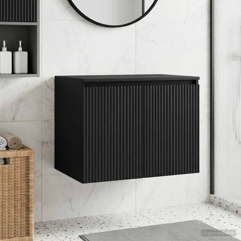vidaXL Τοίχου Ντουλάπα Μπάνιου Μαύρο 62,5 x 44,5 x 50 εκ.
